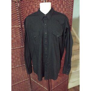 Vintage Men's MWG Western Shirt Black XL Tall Snap Buttons